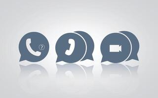 Call icons, ringing phone sign, missed call, with a silver background vector