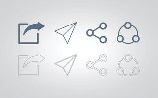 Set of share icons and arrow for web and mobile app in grey color with silver abstract background vector