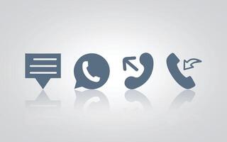 Call icons, ringing phone sign, missed call, message, chat with a silver background vector