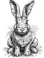A black and white drawing of a rabbit vector