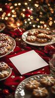 Blank Christmas dinner party card mockup, cozy and inviting photo