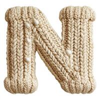 Knitted letter n craft event home studio cozy environment close-up view art and creativity concept photo