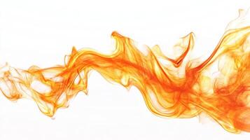 Abstract Orange Smoke Swirling on White Background photo