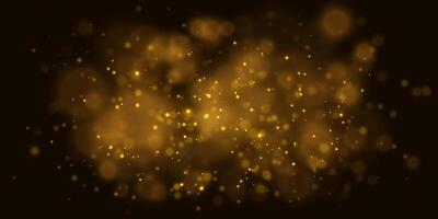 Festive sparkling gold dust. Glowing bokeh and glitter texture design. illustration vector