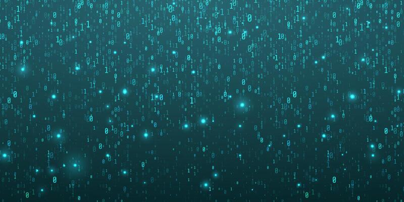Abstract falling digits Digital code rain in a Matrix inspired futuristic style. Blue futuristic cyberspace. illustration