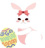 illustration rabbit plating with egg vector