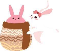 cute bunny with rabbit shape egg vector