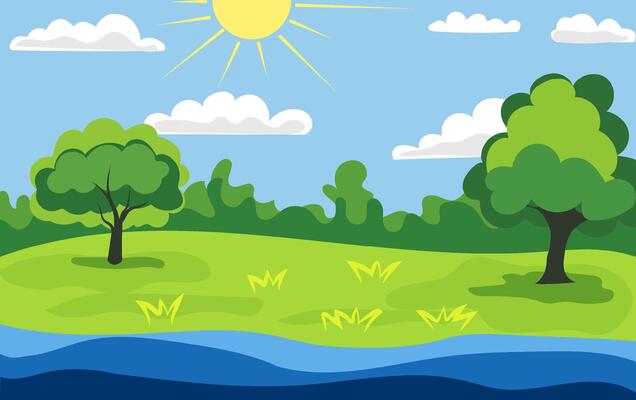 Families relax by the riverbank on a bright summer day, enjoying nature s beauty with trees and fluffy clouds dotting the skyline. Outdoor activities enrich the vacation experience