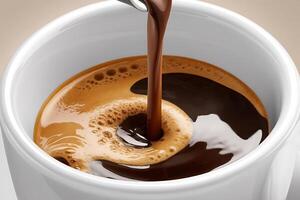 A cup of coffee with a spoon being poured into it photo