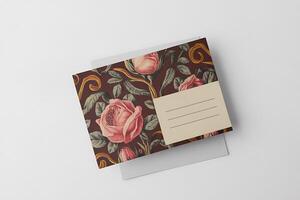 A card with a rose pattern on it photo