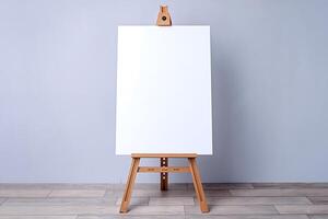 Wooden Tabletop Easel with Blank Canvas for Artistic Display photo