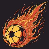 A soccer ball with flames on it vector