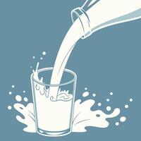 A glass of milk being poured into it vector