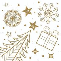 Christmas tree, snowflakes, gifts and stars on a white background vector