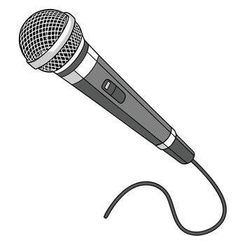 A microphone with a cord and a cord attached vector