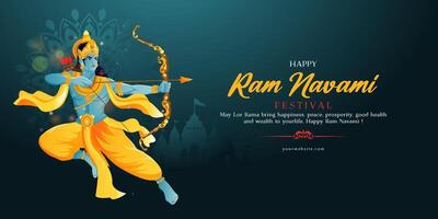 Happy Ram Navami Festival Background with horizontal concept vector
