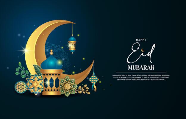Eid mubarak islamic greeting card , poster, banner design, abstract illustration design