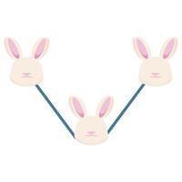 colored icon of Easter bunnies connected by lines, signifying a network of communication between users vector
