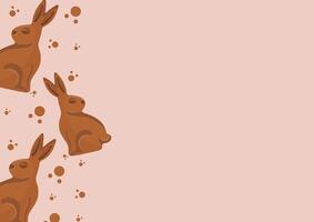poster with gingerbread cookies in the shape of a rabbit with big ears sitting and crumbs on a brown background, for various Easter designs vector