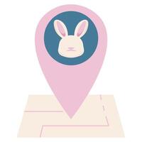colored rabbit icon with a map marker showing the rabbit's location vector