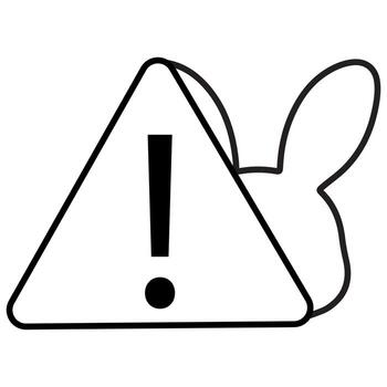 black Easter bunny icon in a triangle with an exclamation mark, symbolizing danger or warning vector