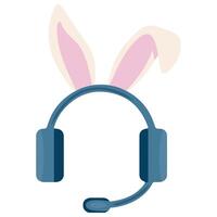 colored icon of headphones with a microphone with rabbit ears meaning support service vector