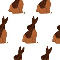 pattern with gingerbread cookies in the shape of a rabbit with big ears sitting and covered in dark chocolate, for various Easter designs vector