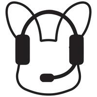 black icon of a rabbit in headphones with a microphone meaning support service vector
