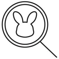 black icon of an Easter bunny in a magnifying glass, symbolizing a search on the Internet or in a catalog vector