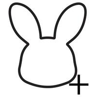 black Easter bunny icon with a plus next to its face, meaning profile verification or confirmation of something else vector