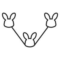 black icon of Easter bunnies connected by lines, which means a network of communication between users vector