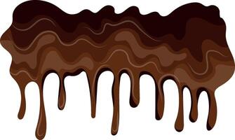melted dark chocolate that dynamically flows down in large drops, for various backgrounds or as part of a design vector