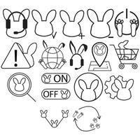set of black icons with Easter bunnies and various business icons that represent different communications and meanings vector