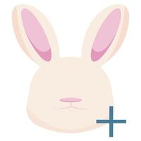colored Easter bunny icon with a plus next to its face, meaning profile verification or confirmation of something else vector