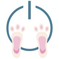 colored power button icon with an Easter bunny design, namely bunny paws on the button vector