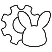 black Easter bunny icon with a gear wheel meaning settings or technical support vector
