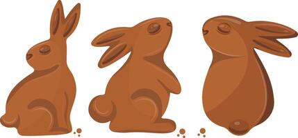 set of gingerbread cookies in the shape of rabbits in different shapes and poses, for various Easter designs vector
