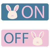 colored button icon with on and off buttons with Easter bunny design, for websites or mobile applications vector