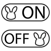 black button icon with on and off buttons with Easter bunny design, for websites or mobile applications vector