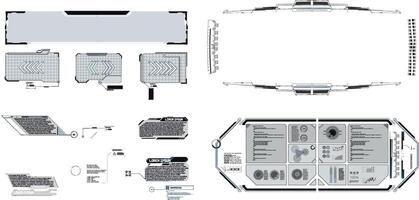 Futuristic user interface design elements showcase complex data visualization in a sleek, modern layout. vector