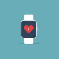 Minimalist Smartwatch with Heart Rate Monitor Icon on Blue Background vector