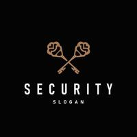 Key logo design with vintage retro key simple template vector