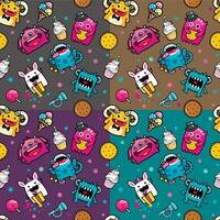 Seamless pattern with monster vector