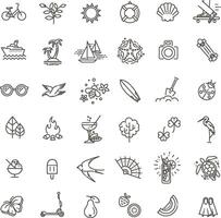 Outline web icon set. Summer, vacation, beach icons vector