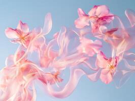 Whimsical cherry blossom petals floating in tranquil spring breeze photo