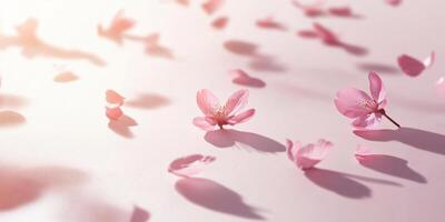 Softly illuminated cherry blossom petals on a gentle background for floral design inspiration photo