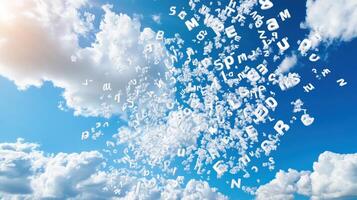 Typography art with letters in the sky mimicking a spring breeze photo