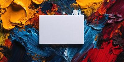 Expressive artistic flat lay with bold colors for creative inspiration photo