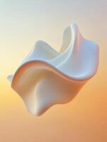 Smooth white abstract minimalist sculpture against soft gradient background photo