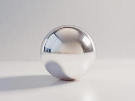 Sleek silver metallic sphere on minimalist background for modern design concepts photo